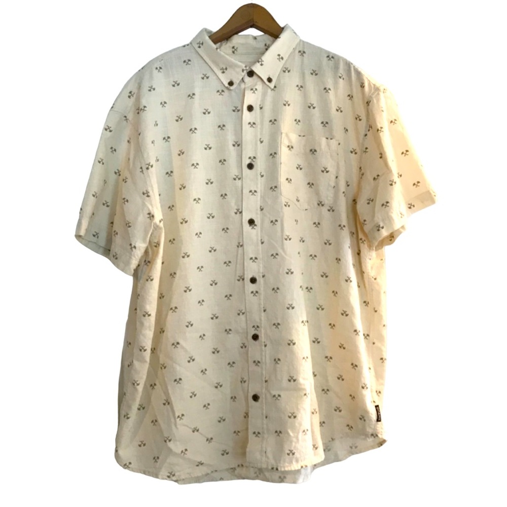 Prana organic cotton Hawaii shirt palm tree casual summer